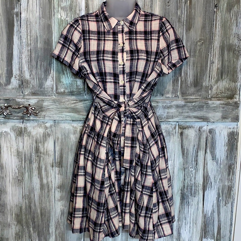 Anthropologie- 11.1.TYLHO- Plaid Button Down Tee/ Dress- Small- EUC